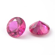 Red Corundum Diamond Shape Cubic Zirconia Cabochons, Faceted, Deep Pink, 1x2mm, about 1000pcs/bag(ZIRC-L040-02-1mm)