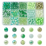 375Pcs 15 Styles Acrylic Beads, Round, Pale Green, 7.5~8mm, Hole: 1.5~2mm, 25pcs/style(MACR-YW0002-59B)