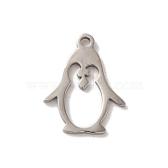 201 Stainless Steel Pendants, Laser Cut, Penguin Charm, Stainless Steel Color, 16x12.5x1mm, Hole: 1.5mm(STAS-E211-10P)