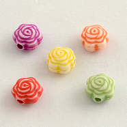 Craft Style Acrylic Beads, Flower, Mixed Color, 7.5x5mm, Hole: 2mm, about 2800pcs/500g(MACR-Q153-M004)