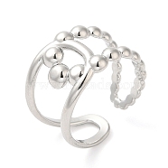 304 Stainless Steel Hollow Knot Open Cuff Ring for Women, Stainless Steel Color, US Size 8 1/2(18.5mm)(RJEW-I098-29P)