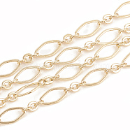 Soldered Brass Figaro Chains, Oval Link Chains, with Spool, Golden, 9x4.5x0.4mm, about 98.42 Feet(30m)/roll(CHC-S003-03G)