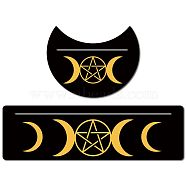 Gorgecraft 2Pcs 2 Style Carved Wood Candle Holders, Wooden Card Stand for Tarot, Witch Divination Tools, Moon-shaped & Rectangle, Black, Star of David Pattern, 130~254x76.2~100x5mm, 1pc/style(DJEW-GF0001-49D)