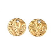 Ion Plating(IP) 304 Stainless Steel Textured Disc Charms, Real 18K Gold Plated, 10x1.5mm, Hole: 1.4mm(STAS-Q336-11B-G)