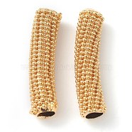 Brass Tube Beads, Long-Lasting Plated, Curved Beads, Corn, Real 24K Gold Plated, 30x7mm, Hole: 4mm(X-KK-Y003-79G)