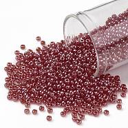 TOHO Round Seed Beads, Japanese Seed Beads, (109B) Siam Ruby Transparent Luster, 11/0, 2.2mm, Hole: 0.8mm, about 50000pcs/pound(SEED-TR11-0109B)