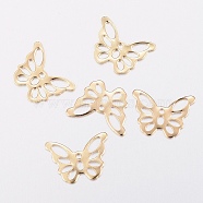 304 Stainless Steel Charms, Butterfly, Golden, 10.5x15x0.6mm, Hole: 1~4mm(STAS-G179-88G)