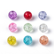 Transparent Crackle Glass Beads, Round, Mixed Color, 8x7mm, Hole: 1mm, about 100pcs/bag(CCG-R001-8mm-M)