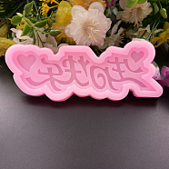 Food Grade Silicone Molds, Fondant Molds, For DIY Cake Decoration, Chocolate, Candy, UV Resin & Epoxy Resin Jewelry Making, Chinese Character Happy Birthday, Hot Pink, 48x130mm(DIY-L006-13)
