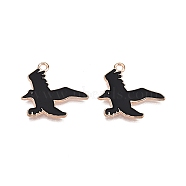 Halloween Theme Alloy Enamel Pendants, Cadmium Free & Lead Free, Light Gold, Bird, 21x22.5x1.5mm, Hole: 1.8mm(PALLOY-N176-47-RS)