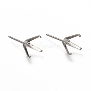 304 Stainless Steel Stud Earring Settings, Prong Earring Settings, Stainless Steel Color, Fit For 8 mm Rhinestone, 18x9x7mm, Pin: 0.8mm(STAS-H130-21P)
