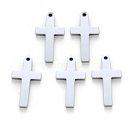 304 Stainless Steel Pendants, Laser Cut, Cross, Stainless Steel Color, 20x10x1mm, Hole: 1.2mm(STAS-N092-53)