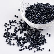 12/0 Iris Round Glass Seed Beads, Black, 2mm, Hole: 1mm, about 3304pcs/50g(X-SEED-A009-2mm-606)