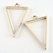 Rack Plating Alloy Triangle Open Back Bezel Pendants, For DIY UV Resin, Epoxy Resin, Pressed Flower Jewelry, Cadmium Free & Nickel Free & Lead Free, Golden, 39x25x3.5mm, Hole: 3mm(PALLOY-S047-09E-FF)