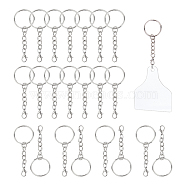 CHGCRAFT 60Pcs Iron Keychain Clasps, with Chains & Lobster Claw Clasps, Round Ring, Platinum, 67mm(FIND-CA0005-36)
