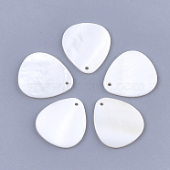 Freshwater Shell Pendants, Teardrop, Creamy White, 25.5x23x2mm, Hole: 1.5mm(SHEL-T012-65)