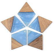 Opaque Resin & Walnut Wood Pendants, Rhombus, Cornflower Blue, 34x24x3mm, Hole: 2mm(RESI-S389-012A-C01)
