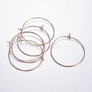 Brass Wine Glass Charm Rings Hoop Earrings, Rose Gold, 20 Gauge, 35x0.8mm(X-EC067-4RG)