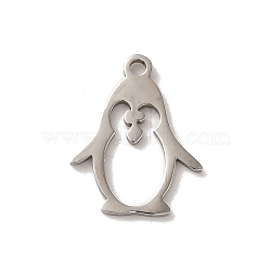 Non-Tarnish 201 Stainless Steel Pendants, Laser Cut, Penguin Charm, Stainless Steel Color, 16x12.5x1mm, Hole: 1.5mm(STAS-E211-10P)