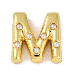 Brass Pendant, with ABS, Letter A~Z, Letter M, 21x20x6.5mm, Hole: 3.5mm(KK-M009-01M)