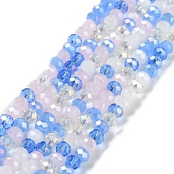 Glass Beads Strands, Faceted, Rondelle, Royal Blue, 6x5mm, Hole: 1mm, about 85~88pcs/strand, 16.1~16.5 inch(41~42cm)(EGLA-A034-M6mm-18)