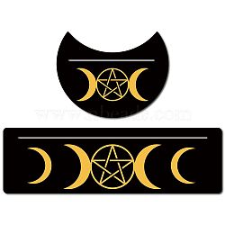 Gorgecraft 2Pcs 2 Style Carved Wood Candle Holders, Wooden Card Stand for Tarot, Witch Divination Tools, Moon-shaped & Rectangle, Black, Star of David Pattern, 130~254x76.2~100x5mm, 1pc/style(DJEW-GF0001-49D)