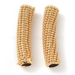 Brass Tube Beads, Long-Lasting Plated, Curved Beads, Corn, Real 24K Gold Plated, 30x7mm, Hole: 4mm(X-KK-Y003-79G)