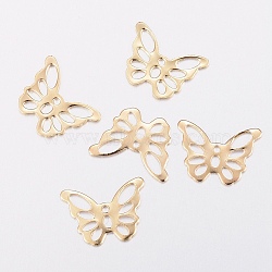 304 Stainless Steel Charms, Butterfly, Golden, 10.5x15x0.6mm, Hole: 1~4mm(STAS-G179-88G)
