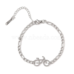 Non-Tarnish 304 Stainless Steel Bracelets, Bicycle, Stainless Steel Color, 6-5/8 inch(16.7cm)(BJEW-Q340-01P)