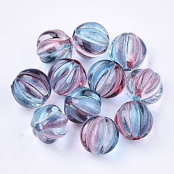 Two Tone Transparent Spray Painted Acrylic Corrugated Beads, for Name Bracelets & Jewelry Making, Round, Sky Blue, 7.5x8x7.5mm, Hole: 1.5mm
(X-ACRP-T005-52A)