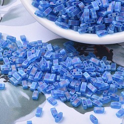 MIYUKI Half TILA Beads, Japanese Seed Beads, 2 Hole, (HTL149FR) Matte Transparent Capri Blue AB, 5x2.3x1.9mm, Hole: 0.8mm, about 250pcs/10g(X-SEED-J020-HTL0149FR)