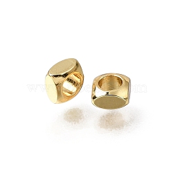 Brass Beads, Square, Rack Plating, Long-Lasting Plated, Golden, 4x4x2.5mm, Hole: 2.6mm(KK-CBA0DF0-01G)