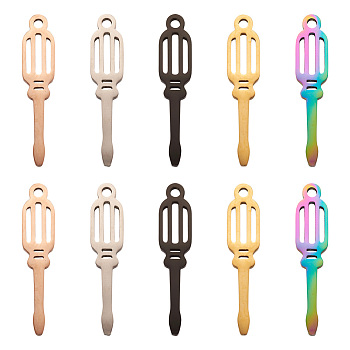 Biyun 10Pcs 5 Colors 304 Stainless Steel Pendants, Screwdriver, Mixed Color, 33x7x1mm, Hole: 1.8mm, 2pcs/color