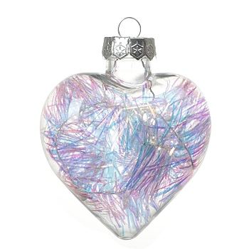 Transparent Plastic Fillable Ball Pendants Decorations, Christmas Tree Hanging Ornament, Heart, 110x88x57mm