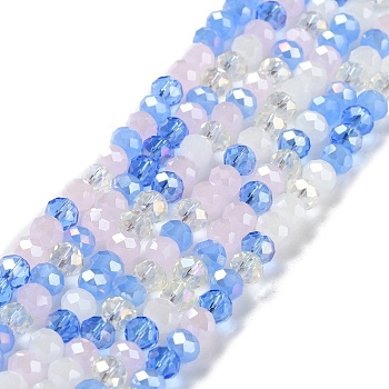 Glass Beads Strands, Faceted, Rondelle, Royal Blue, 6x5mm, Hole: 1mm, about 85~88pcs/strand, 16.1~16.5 inch(41~42cm)