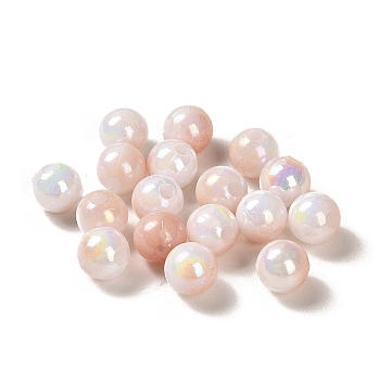 Opaque Acrylic Beads, Gradient Colorful, Round , Misty Rose, 6mm, Hole: 1.8mm, about 5000pcs/500g