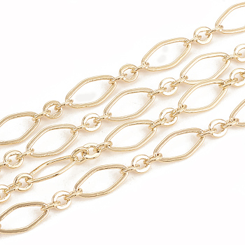 Soldered Brass Figaro Chains, Oval Link Chains, with Spool, Golden, 9x4.5x0.4mm, about 98.42 Feet(30m)/roll