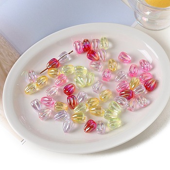 UV Plating Plating Acrylic Beads, Oval, Mixed Color, 19.4x15.4x15.3mm, Hole: 3mm