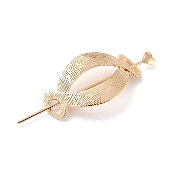 Alloy Hair Sticks, Hollow Hair Ponytail Holder, for DIY Hair Stick Accessories, Oval, Light Gold, 124x11.5x3mm