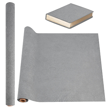 DIY Imitation Leather Fabric, with Paper Back, Kraft Cardboard Mailing Tubes and Handmade Soap Wrap Bands, Gray, 430x1000mm, 1 sheet