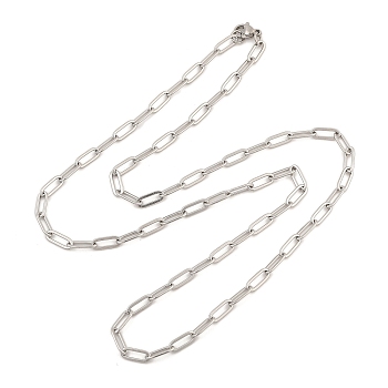 304 Stainless Steel Paperclip Chain Necklace for Women, Stainless Steel Color, 23.23 inch(59cm)