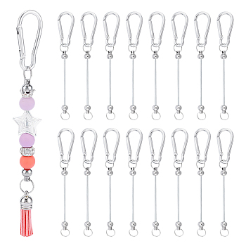 20Pcs Aluminum Climbing Carabiners, Beadable Iron Key Clasps, Silver, 146mm