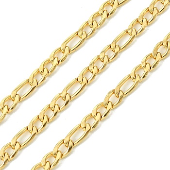 10M Ion Plating(IP) 304 Stainless Steel Figaro Chains, Unwelded, with Spool, Real 18K Gold Plated, 9x4.5x1.5mm & 7x4.5x1.5mm, about 32.81 Feet(10m)/Roll