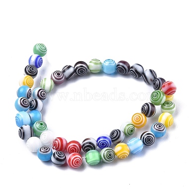 Handmade Millefiori Glass Round Beads Strands(X-LK-R004-93)-2