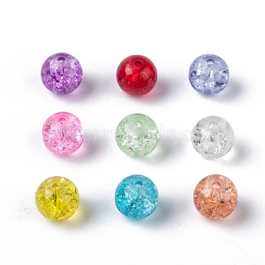 8mm Mixed Color Round Crackle Glass Beads