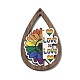 Arc-en-ciel/fierté drapeau thème simple face imprimé bois de tremble gros pendentifs(WOOD-G014-02F)-2