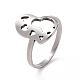 201 Stainless Steel Heart Finger Ring(RJEW-J051-33P)-1