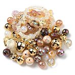 Acrylic Beads, Mixed Shapes, Brown, 8~51x8~51x6~27.5mm, Hole: 1.8~3.8mm, about 163pcs/350g, 350g/bag(OACR-R261-12F)