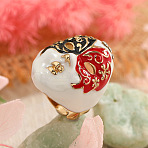 Alloy Enamel Adjustable Rings, Chinese Opera Mask, Golden, White, US Size 7 1/4(17.5mm)(FS-WG64B68-01)