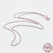 925 Sterling Silver Cable Chain Necklaces, with Spring Ring Clasps, with 925 Stamp, Real Rose Gold Plated, 18 inch(45cm)(STER-F039-45cm-07RG)